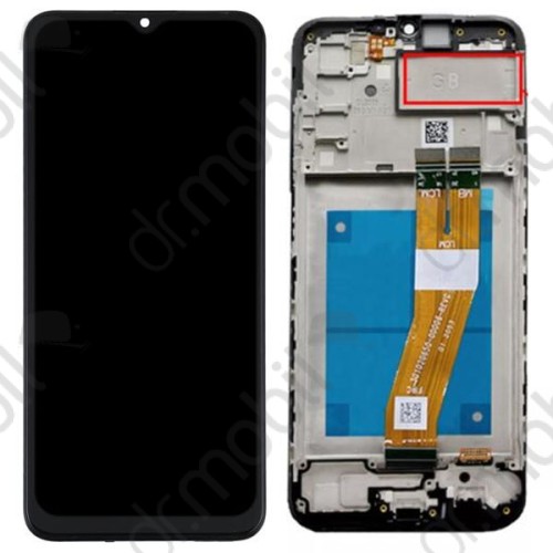 Kijelző Samsung Galaxy A02s (SM-A025F) előlap + LCD kijelző + érintőpanel + komplett kerettel fekete (GB verzió)